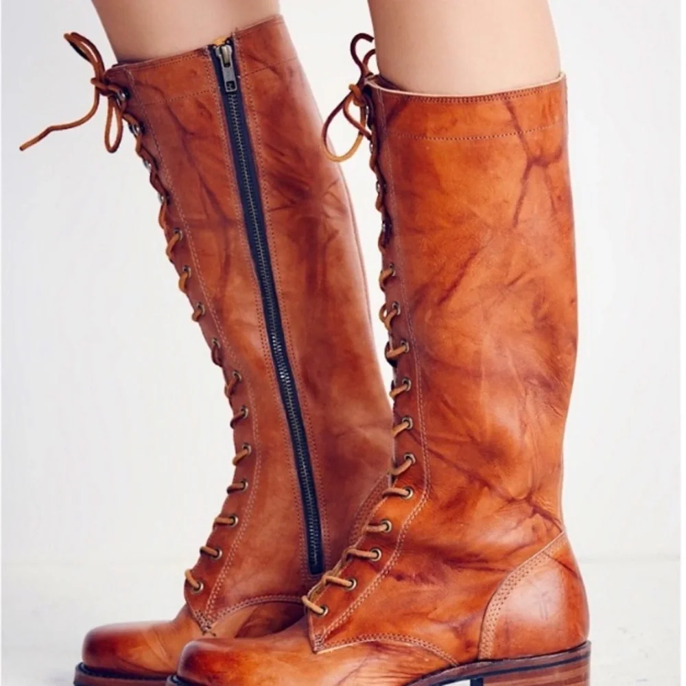 FRYE Campus Lug Lace Leather Knee-High Boots - Picture 12 of 16